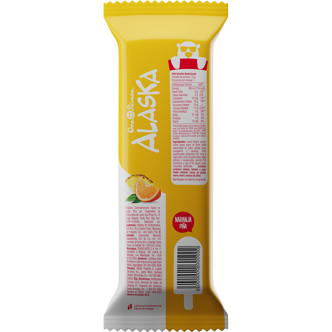 Producto: Helado Paleta Alaska Naranja Pina 75g